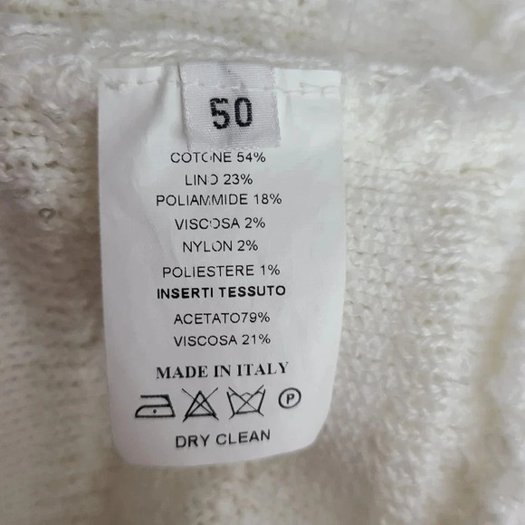 Amina Rubinacci White Button Down Knit Sequin Sweater With Crepe Sleeves… - Picture 7 of 7